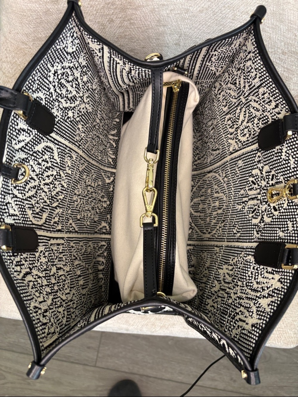 Viola Castellani leather crochet tote black/beige Made in Italy New - Picture 7 of 10